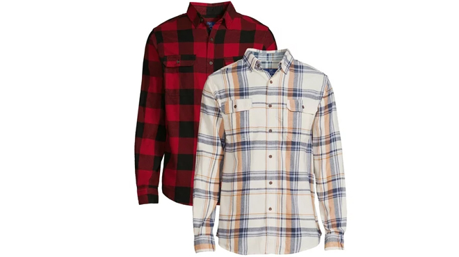 George Mens Long Sleeve Flannel Shirts 2 pk