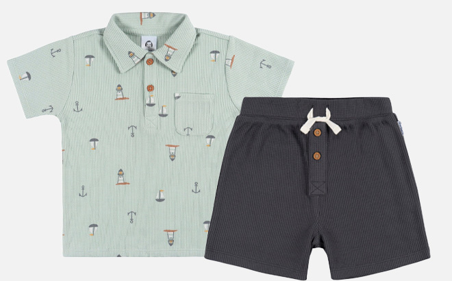 Gerber 2 Piece Toddler Boys Sea Scene Shirt Shorts Set