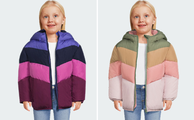 Girl is Wearing Swiss Tech Baby and Toddler Girls Puffer Jacket with Hood