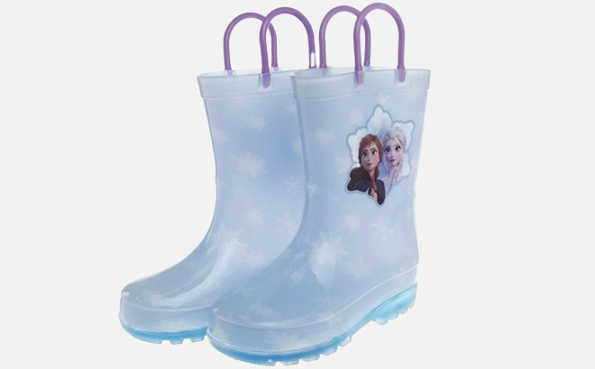 Girls Frozen Waterproof Easy Pull Handle Rainboots