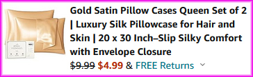 Gold Satin Pillow Cases Checkout Screen