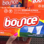 Hand holding Bounce 240 Count Dryer Sheets