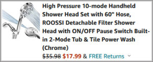 Handheld Shower Head Set Checkout Screen