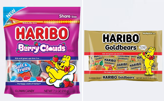 Haribo Berry Clouds and Haribo Goldbear Mini Bags