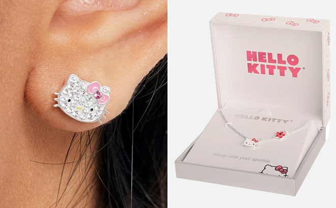 Hello Kitty Brass Crystal Stud Earrings at Kohls 1