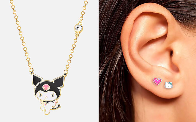 Hello Kitty Heart Stud Earring Set