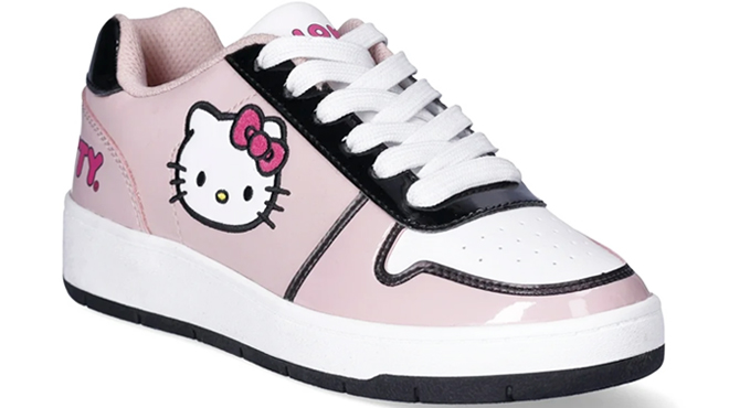 Hello Kitty by Sanrio Womens Pink Casual Court Sneakers