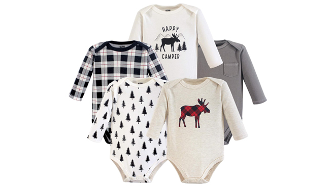 Hudson Baby 5 Pack Unisex Long Sleeve Cotton Bodysuits