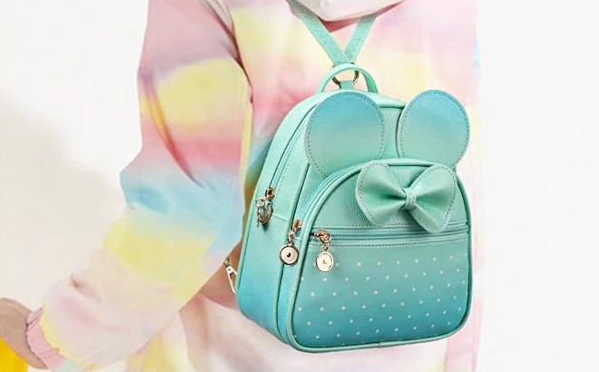 KL928 Girls Mini Backpacks in Green Light Blue Color