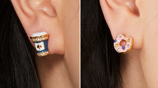 Kate Spade Coffee Break Asymmetrical Studs on Ear