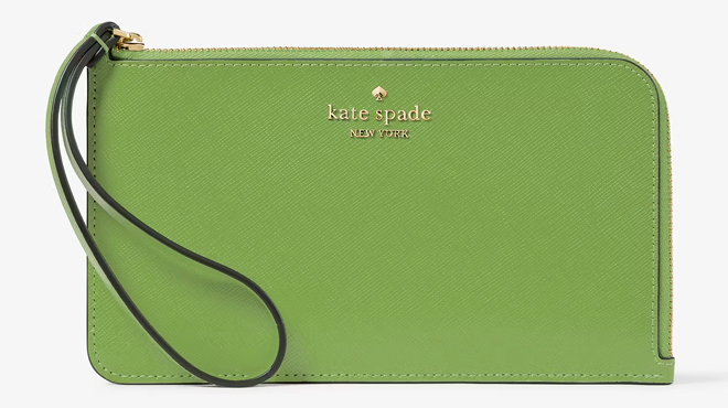 Kate Spade Lucy Medium L zip Wristlet in Turtle Green