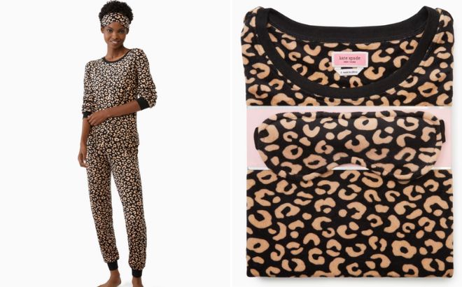 Kate Spade Outlet Velour Jogger Set in Leopard Print