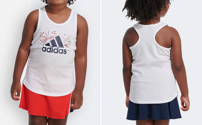 Kid Wearing Adidas Tank Top and Skort Set 1