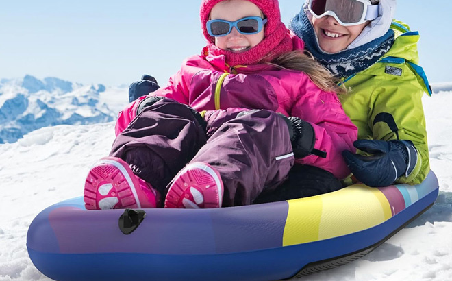 Kids Heavy Duty Inflatable Snow Sled with Anti Slip Strip