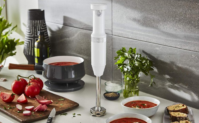 KitchenAid Cordless Variable Speed Hand Blender in White Color