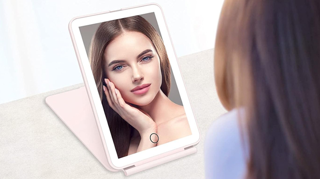 LED Makeup Mirror for Travel with Dimmable Lighting