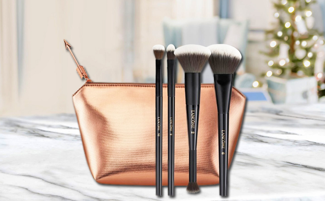 Lancome 4 piece Makeup Brush Set with Bag