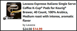 Lavazza 40 Count Espresso K Cup Pods Order Summary