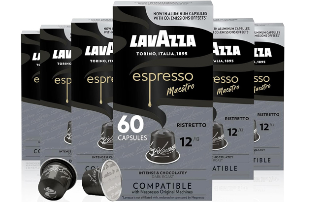 Lavazza Espresso Ristretto Dark Roast Arabica Robusta Aluminum Capsules Boxes