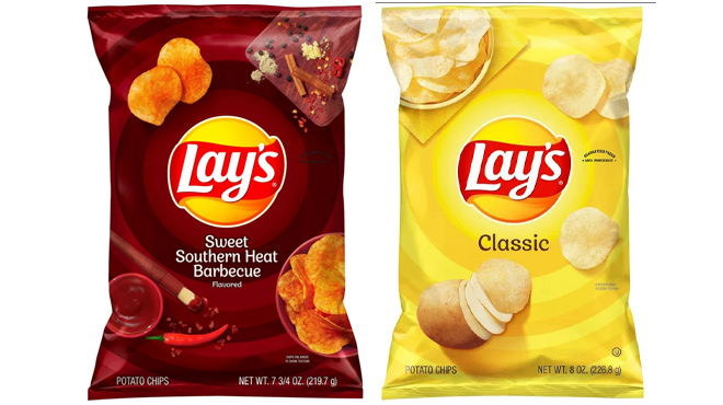 Lays Classic and Barbecue Bags on White Background