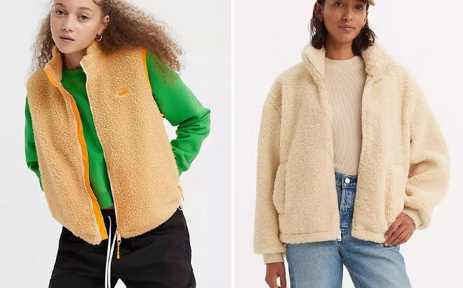 Levis Super Fluff Sherpa Vest and Teddy Sherpa Jacket