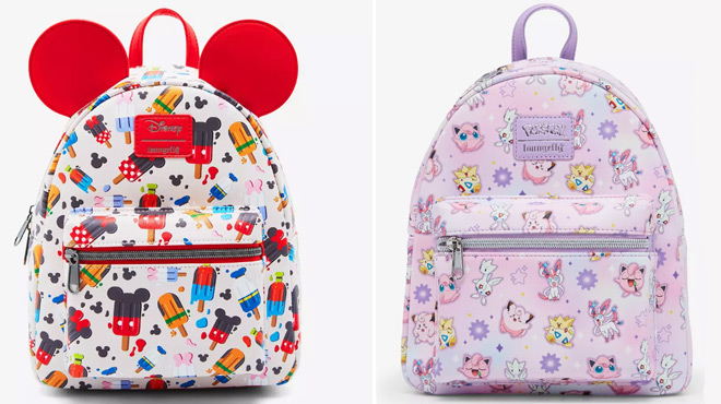 Loungefly Disney Mickey Mouse Friends Popsicle Mini Backpack and Loungefly Pokemon Fairy Type Mini Backpack