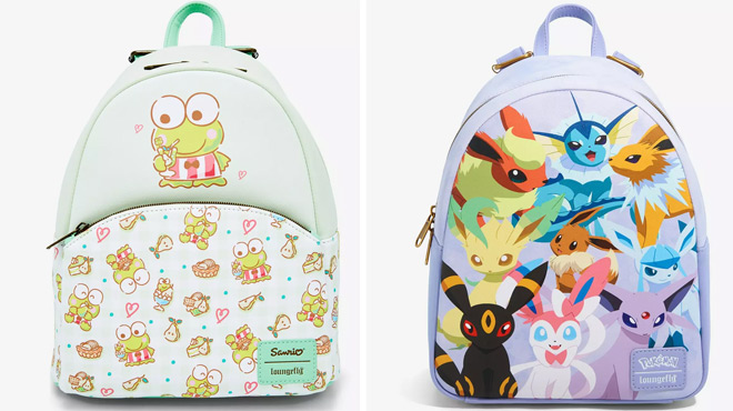 Loungefly Keroppi Snacks Mini Backpack and Loungefly Pokemon Eeveelutions Mini Backpack