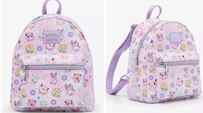 Loungefly Pokemon Fairy Type Mini Backpack on Gray Background