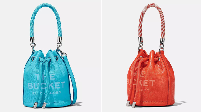 Marc Jacobs The Leather Mini Bucket Bags - Blue on the Left and Orange on the Right