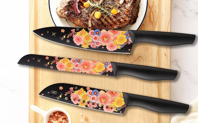 Marco Almond Artistic Designed Pattern Kitchen Knife Set