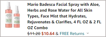 Mario Badescu Facial Spray 2 Pack in Aloe Rose Water Checkout price