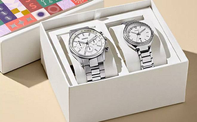 Mens His And Hers Multifunction Stainless Steel Watch in Silver Color