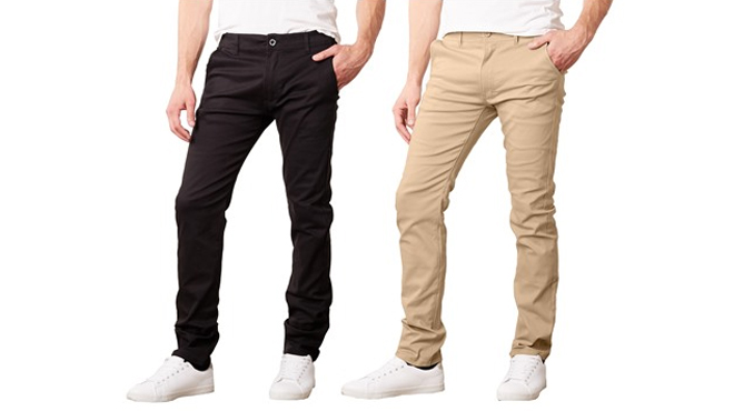 Mens Slim Fitting Chino Pants 2 pk