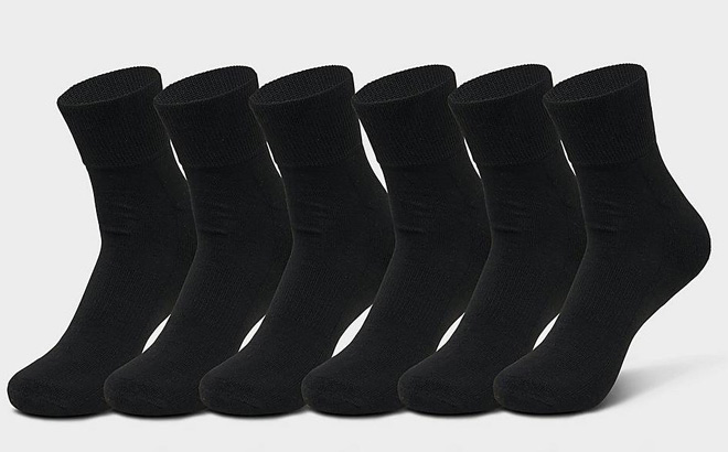 Mens Sonneti Quarter Socks 6 Pair in Black