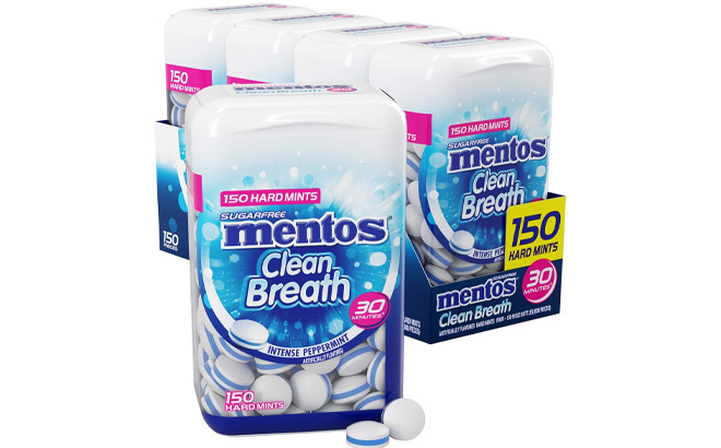 Mentos Clean Breath Sugarfree Hard Mint 4 Pack