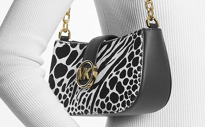 Michael Kors Carmen Small Animal Print Calf Hair Shoulder Bag 1