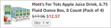 Motts For Tots Apple Juice Drink Checkout Price