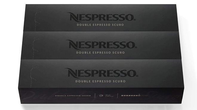 Nespresso 30 Count VertuoLine Double Espresso Scuro Dark Roast Coffee Pods