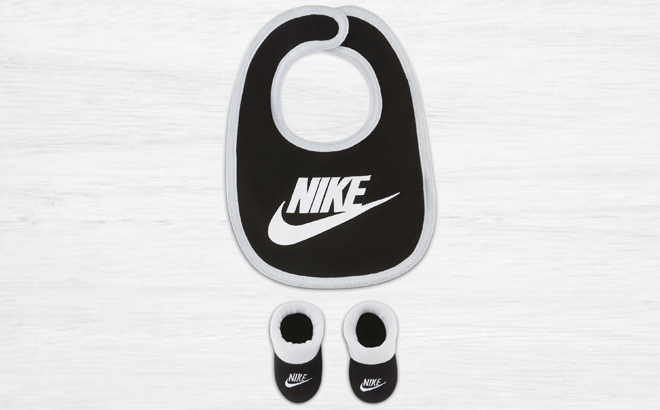 Nike Baby Bib and Booties Set in Black Color