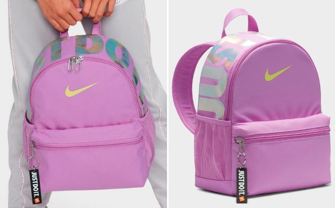 Nike Brasilia JDI Mini Kids Backpack in Rush Fuchsia Color