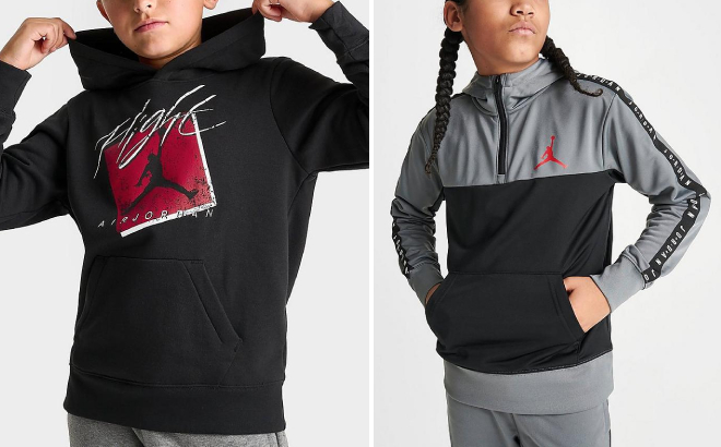 Nike Jordan Flight Spray Kids Hoodie and Flight Sideline Half Zip Kids Jacket