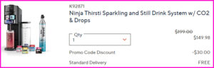 Ninja Thirsti Sparkling and Still Drink System Checkout Screen