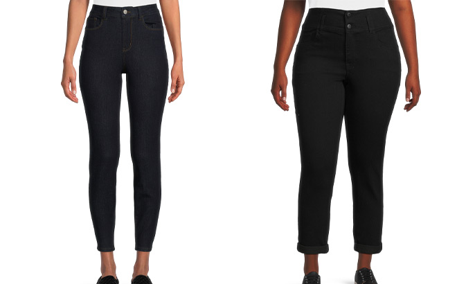 No Boundaries Juniors High Rise Skinny Jeans and No Boundaries Juniors Plus Corset Skinny Jeans