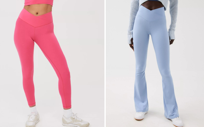 OFFLINE By Aerie Real Me High Waisted Crossover Leggings and Crossover Flare Leggings