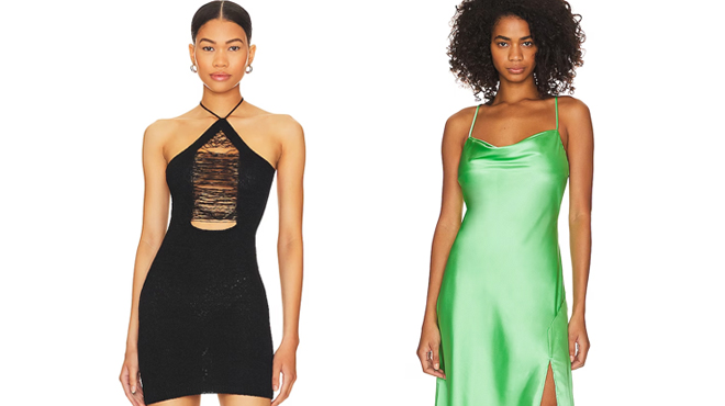 Revolve Veronesa Halter Mini Dress on the Left and Gaia Dress on the Right