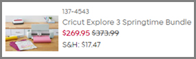 Screenshot of Cricut Explore 3 Springtime Bundle Discounted Final Price with Promo Code at HSN Checkout