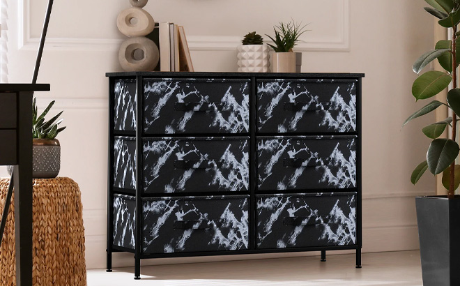 Sorbus 6 Drawer Storage Cube Dresser in Black