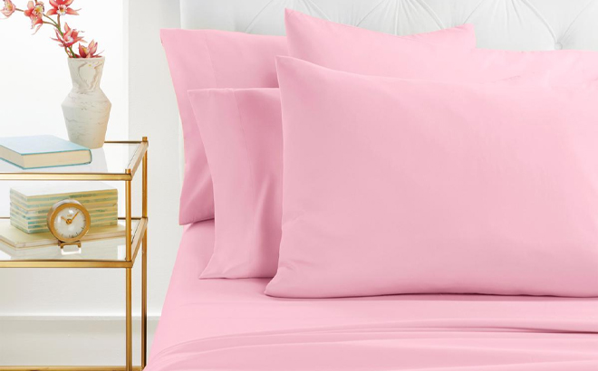 South Street Loft Solid Sheet Set with Extra Pillowcases in Pink