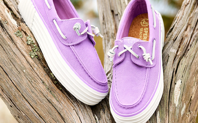 Sperry Womens SeaCycled Bahama 2 0 Platform Sneakers in Purple Color