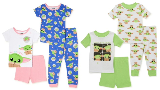 Star Wars Baby Yoda Toddler Girls and Boys 4 Piece Pajama Set